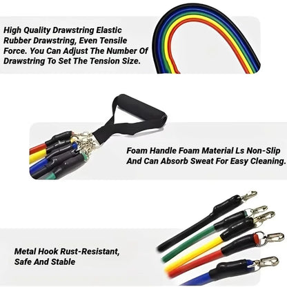 11pcs/Set Pull Rope Resistance Bands